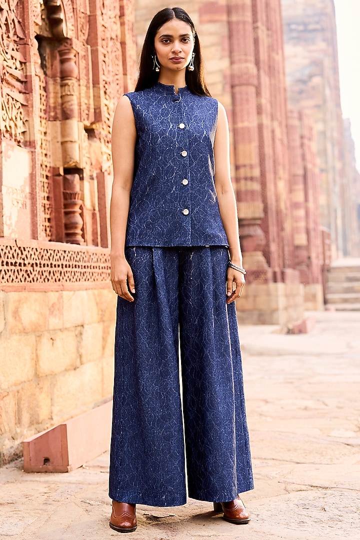 Indigo Soft Knitted Indigo Denim Lace Pants by Dash and Dot at Pernia's Pop Up Shop