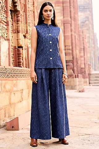 Indigo Soft Knitted Indigo Denim Lace Pants by Dash and Dot