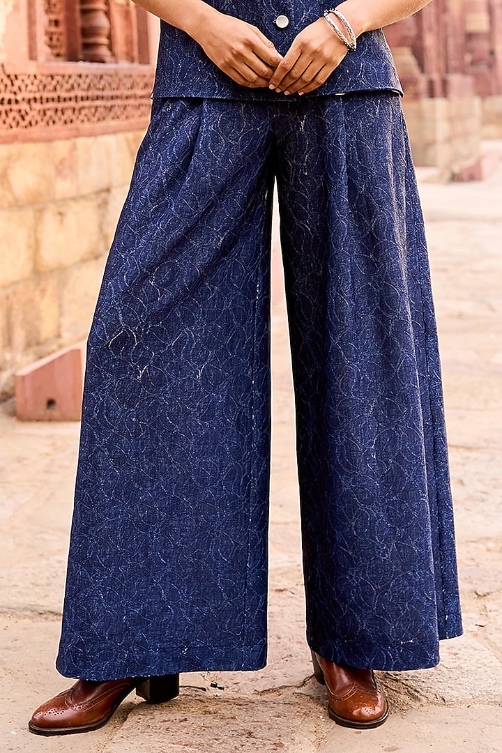 Indigo Soft Knitted Indigo Denim Lace Pants by Dash and Dot at Pernia's Pop Up Shop