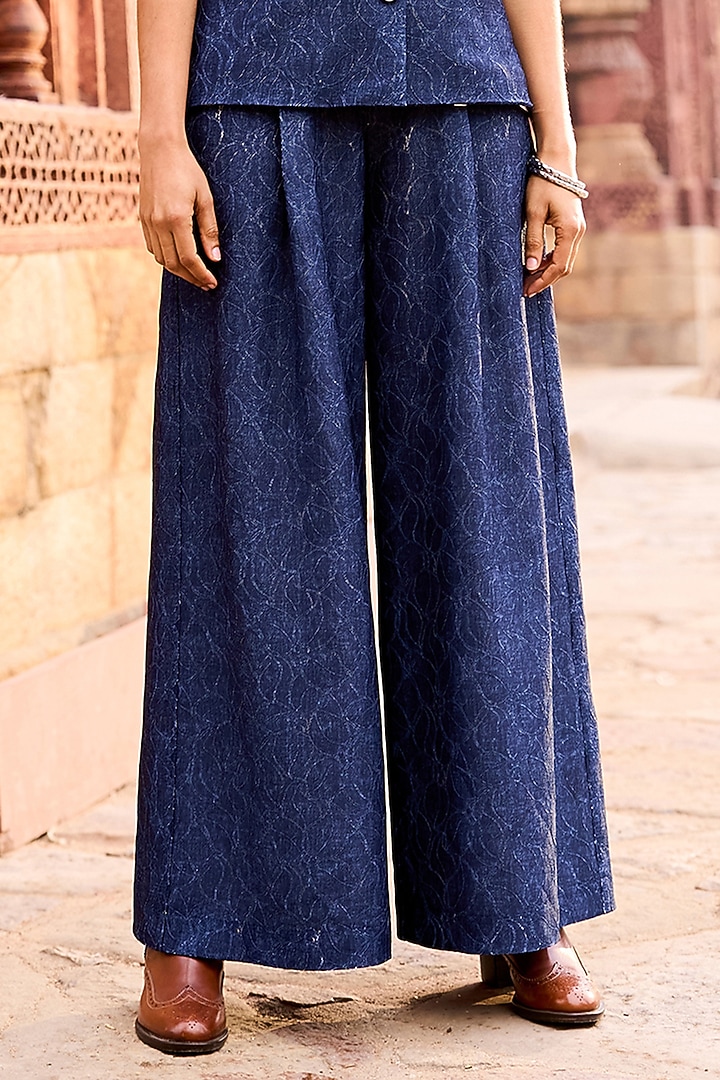 Indigo Soft Knitted Indigo Denim Lace Co-Ord Set by Dash and Dot at Pernia's Pop Up Shop