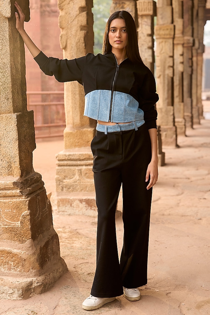 Black Cotton Denim Pants by Dash and Dot at Pernia's Pop Up Shop