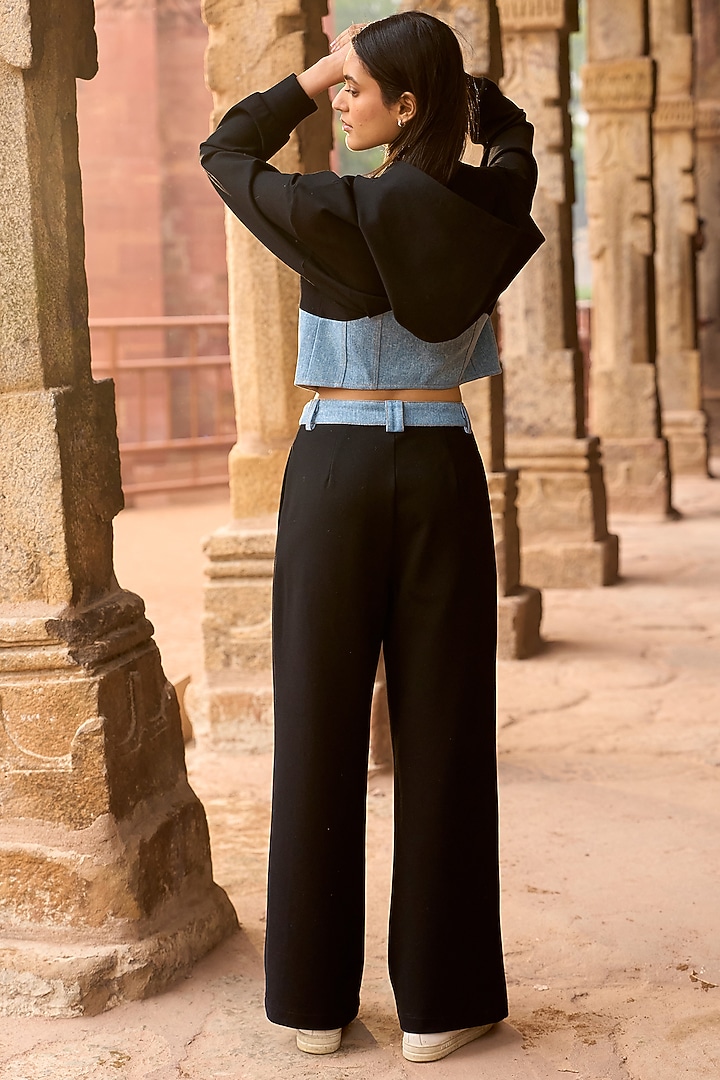 Black Cotton Denim Pants by Dash and Dot at Pernia's Pop Up Shop