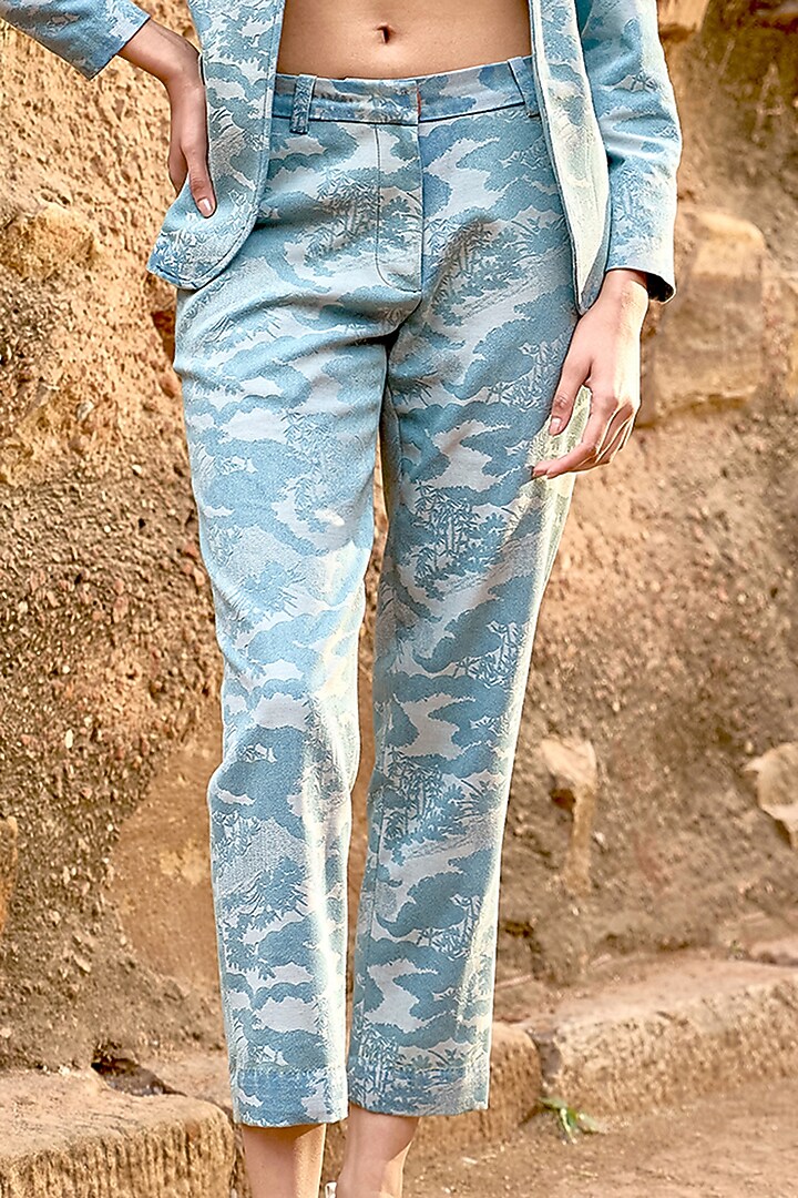 Indigo Cotton Polyester Lyocell Acetic Pants by Dash and Dot at Pernia's Pop Up Shop