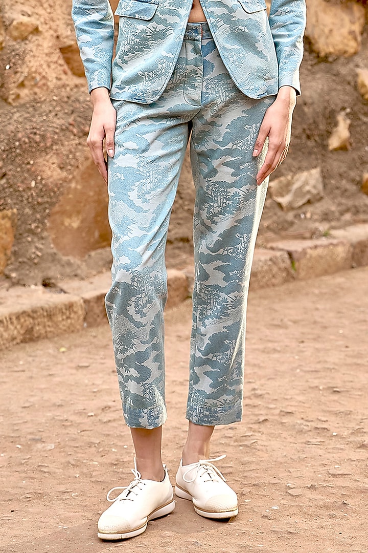 Indigo Cotton Polyester Lyocell Acetic Blazer Set by Dash and Dot at Pernia's Pop Up Shop