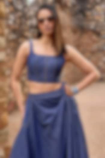 Indigo Cotton Denim Corset Top by Dash and Dot at Pernia's Pop Up Shop