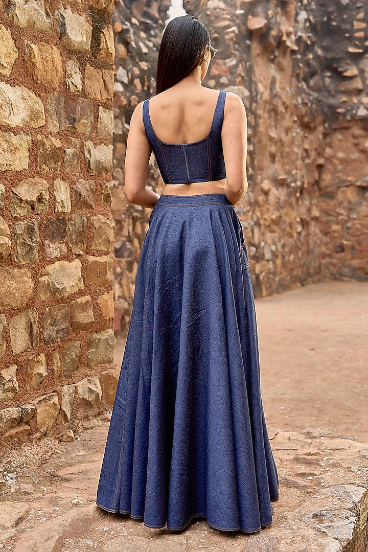 Indigo Cotton Denim Maxi Skirt by Dash and Dot at Pernia's Pop Up Shop