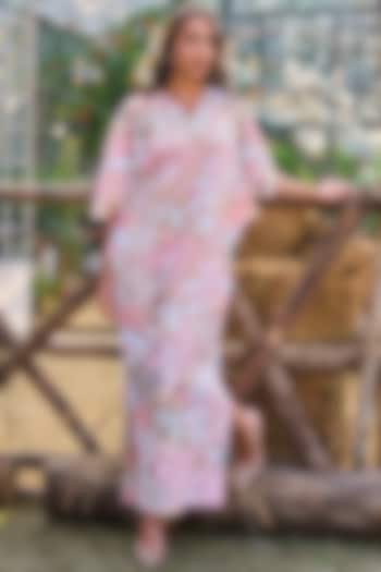 Multi-Colored Recycled Polyester Floral Embroidered Kaftan Vacation Dress by Dash and Dot at Pernia's Pop Up Shop