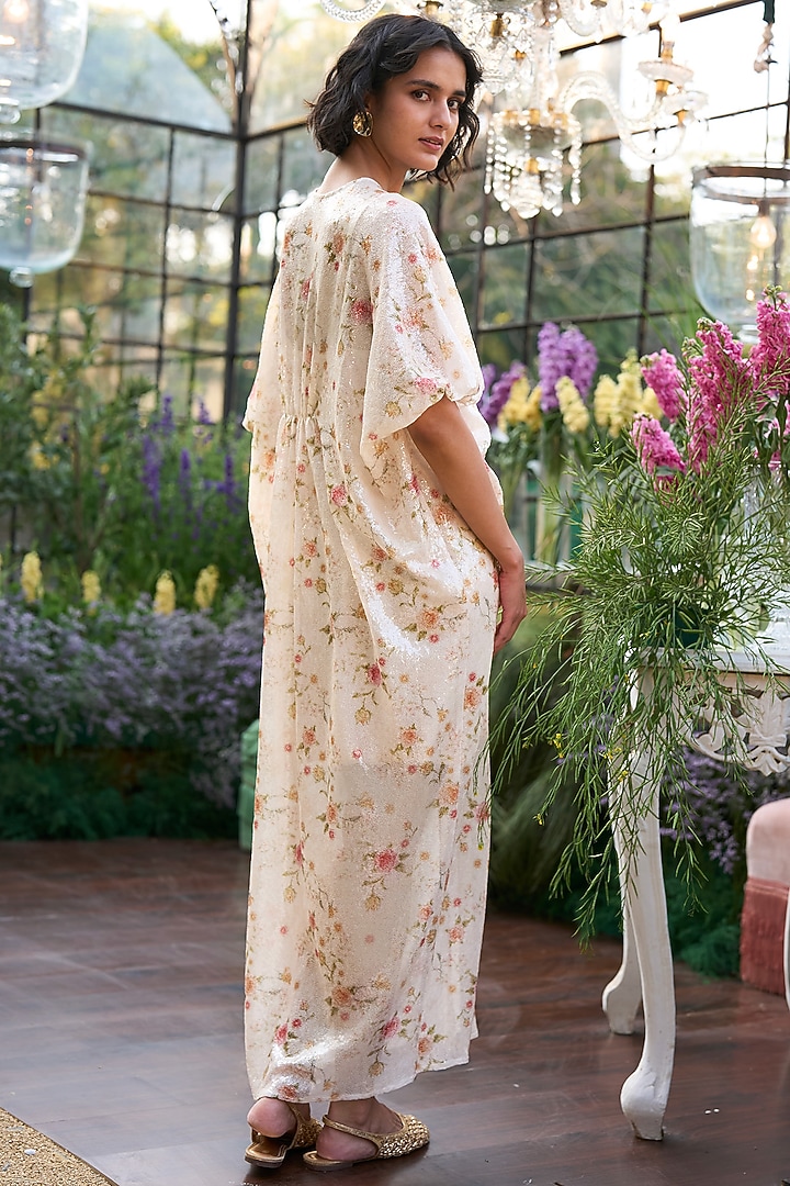 Multi-Colored Recycled Polyester Floral Kaftan Summer Dress by Dash and Dot at Pernia's Pop Up Shop