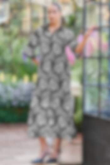 Black & White Recycled Polyester Cutwork Midi Summer Dress by Dash and Dot at Pernia's Pop Up Shop