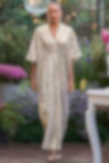 Antique Gold Recycled Polyester Cutwork Kaftan by Dash and Dot at Pernia's Pop Up Shop