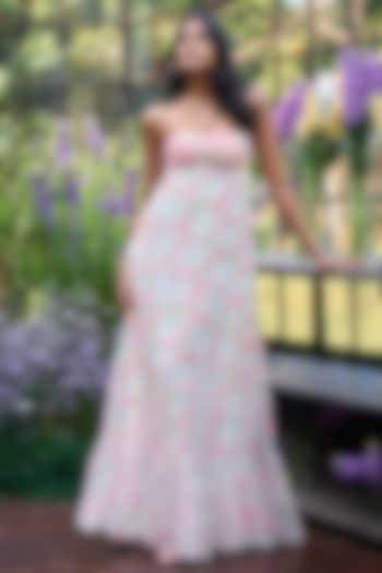 Multi-Colored Recycled Polyester Applique Embroidered Gown by Dash and Dot at Pernia's Pop Up Shop