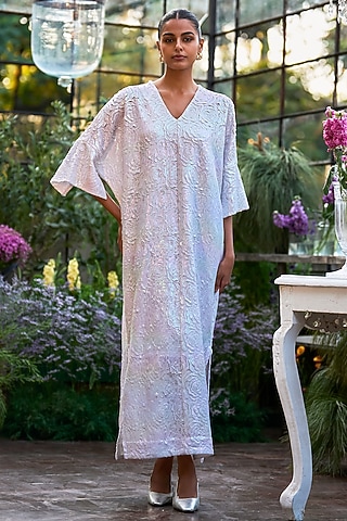 Ivory Recycled Polyester Cutwork Kaftan  by Dash and Dot