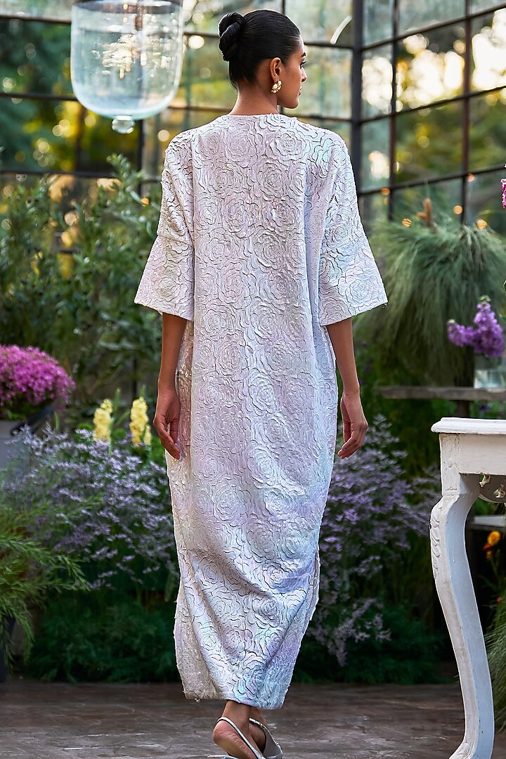 Ivory Recycled Polyester Cutwork Kaftan by Dash and Dot at Pernia's Pop Up Shop