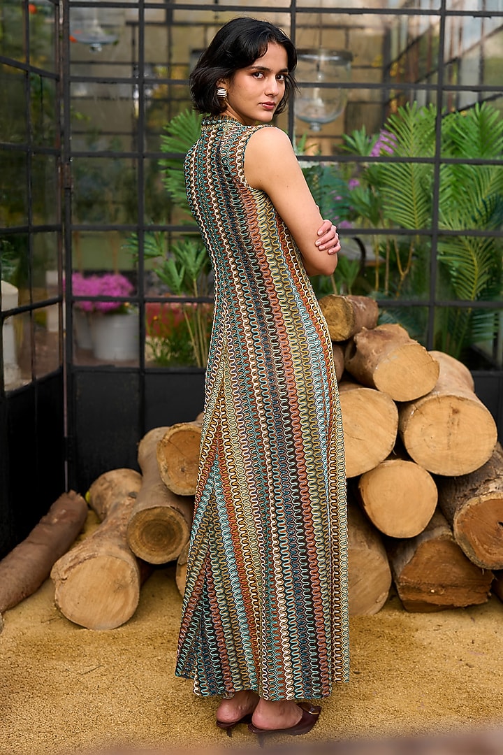 Multi-Colored Recycled Polyester Crochet Knit Maxi Summer Dress by Dash and Dot at Pernia's Pop Up Shop