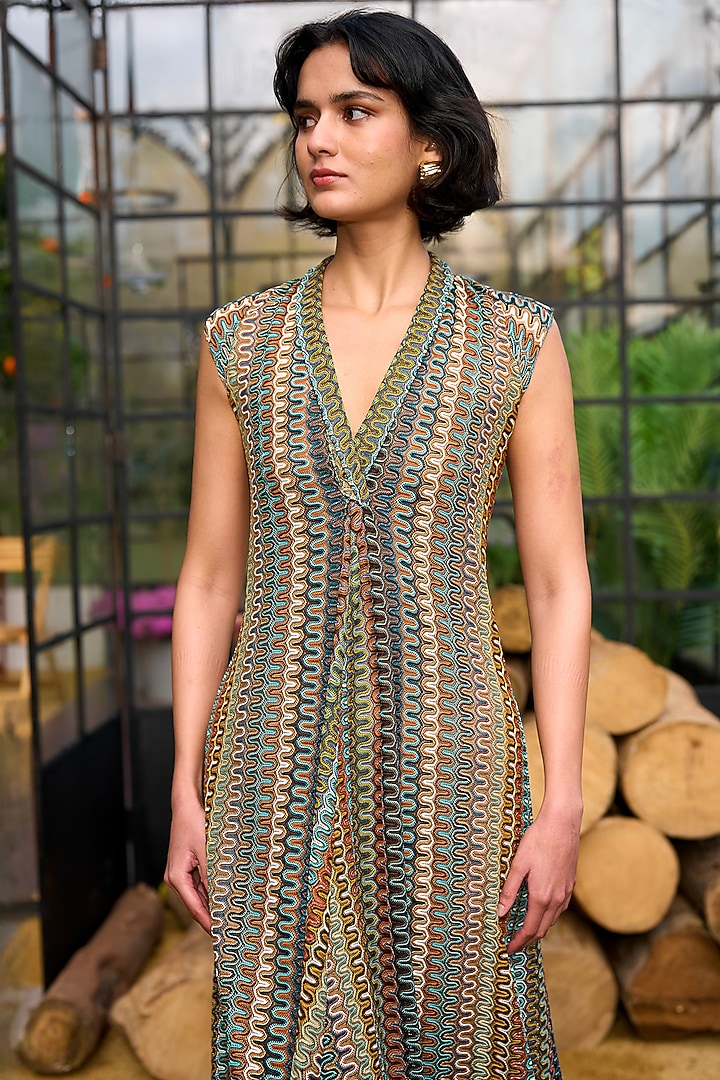 Multi-Colored Recycled Polyester Crochet Knit Maxi Summer Dress by Dash and Dot at Pernia's Pop Up Shop