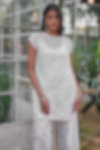 Ivory Recycled Polyester Longline Top by Dash and Dot at Pernia's Pop Up Shop