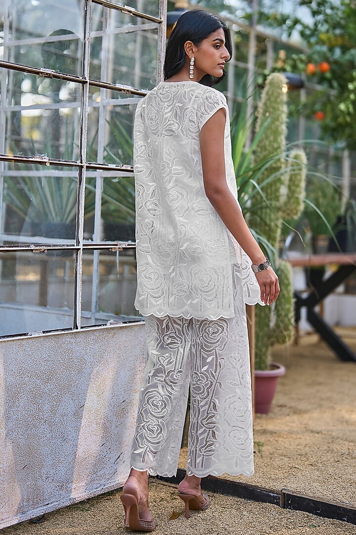 Ivory Recycled Polyester Longline Top by Dash and Dot at Pernia's Pop Up Shop