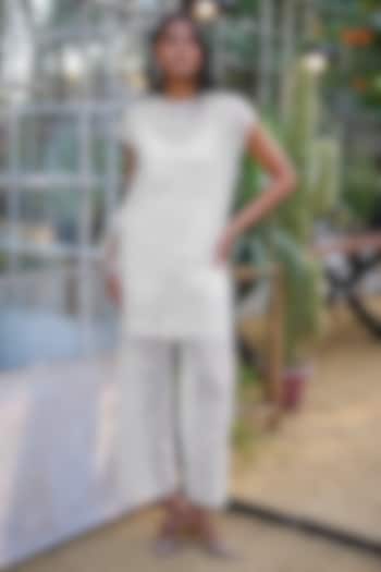 Ivory Recycled Polyester Longline Co-Ord Set by Dash and Dot at Pernia's Pop Up Shop