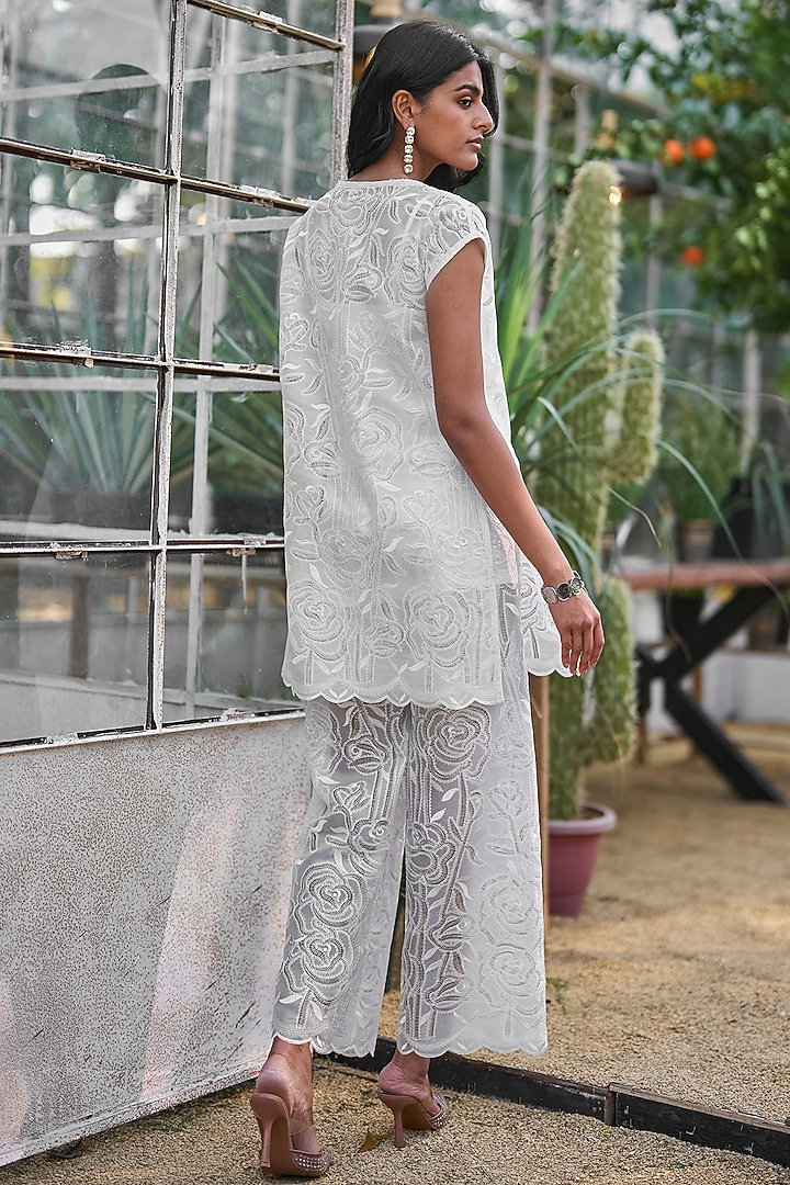 Ivory Recycled Polyester Longline Co-Ord Set by Dash and Dot at Pernia's Pop Up Shop