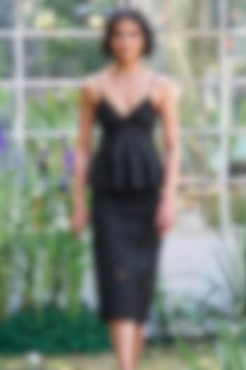 Black Recycled Polyester Midi Skirt Set by Dash and Dot at Pernia's Pop Up Shop