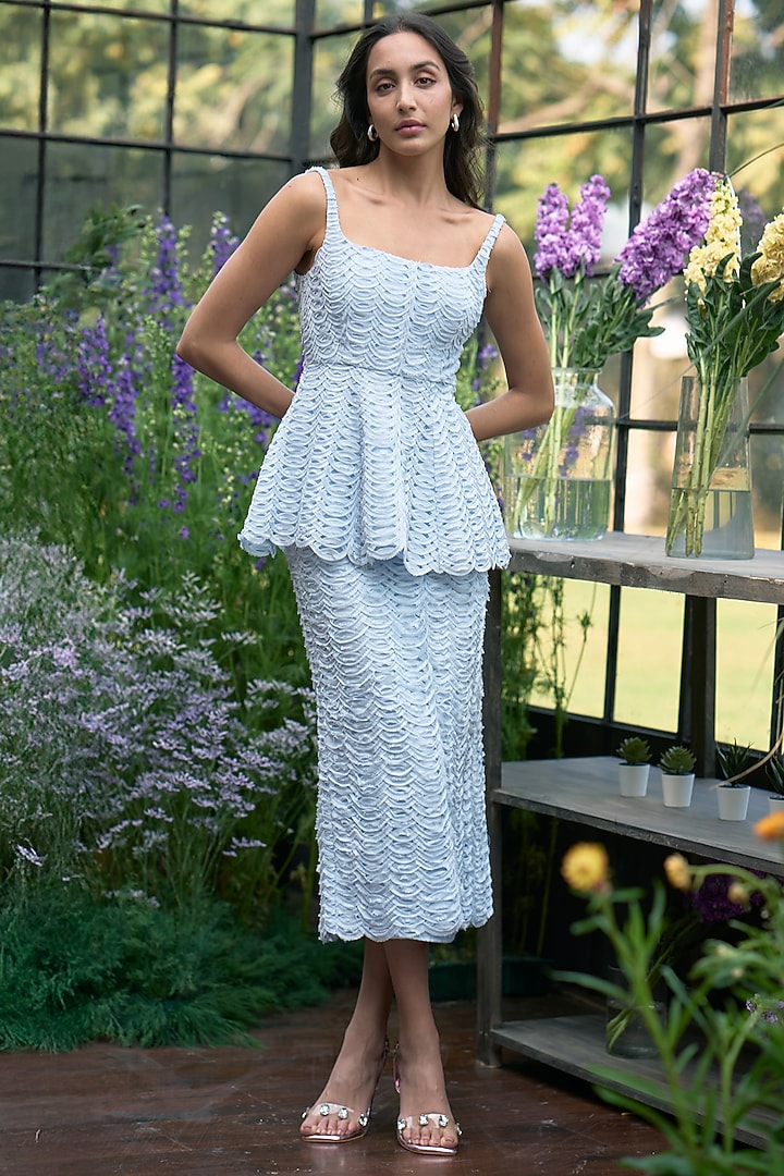 Ice Blue Organic Viscose Peplum Top by Dash and Dot at Pernia's Pop Up Shop