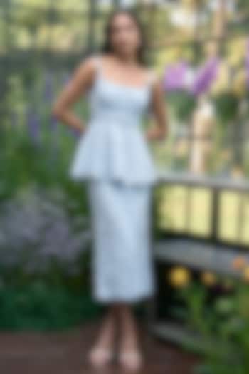 Ice Blue Organic Viscose Midi Skirt by Dash and Dot at Pernia's Pop Up Shop