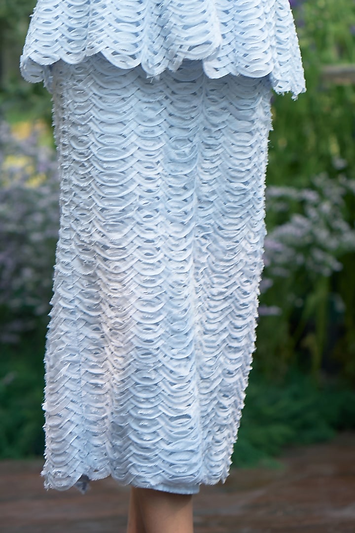 Ice Blue Organic Viscose Midi Skirt Set by Dash and Dot at Pernia's Pop Up Shop