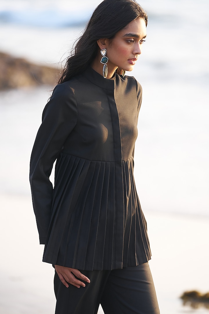 Black Polyester Viscose & Suiting Pant Set by Dash and Dot at Pernia's Pop Up Shop