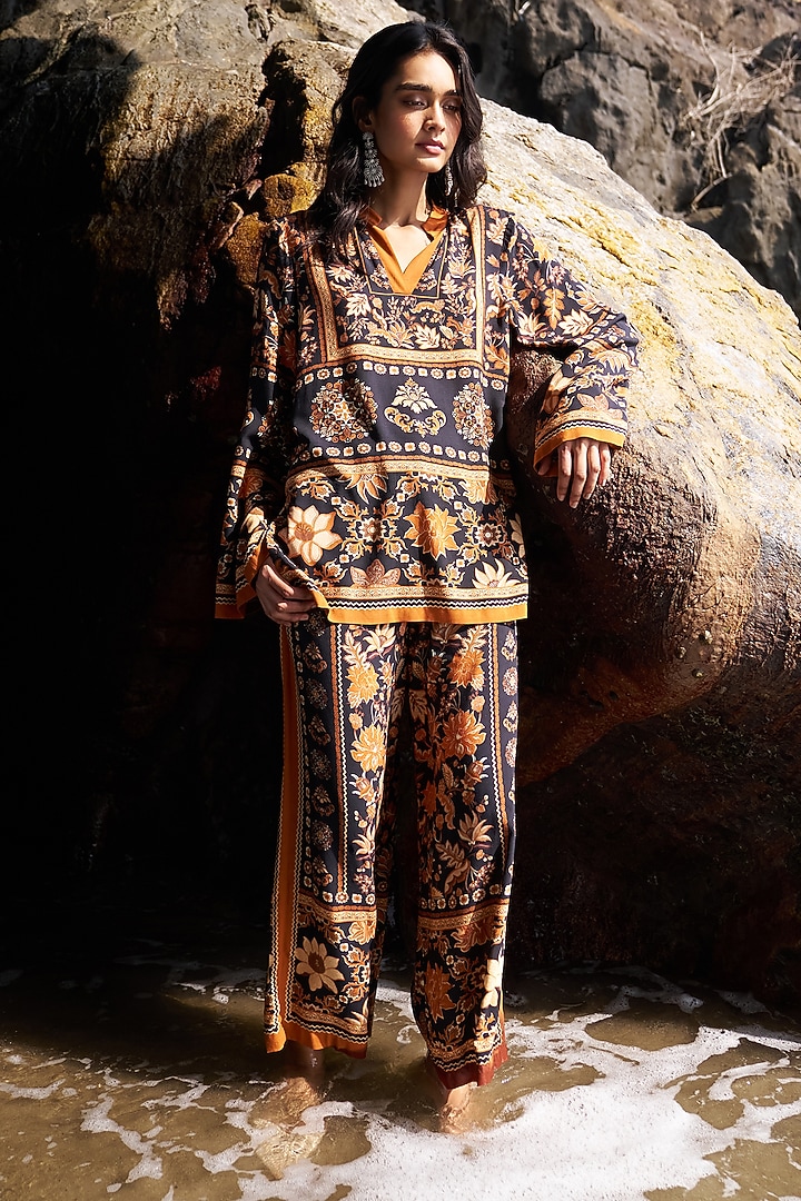 Multi-Colored Organic Viscose Printed Pant Set by Dash and Dot at Pernia's Pop Up Shop