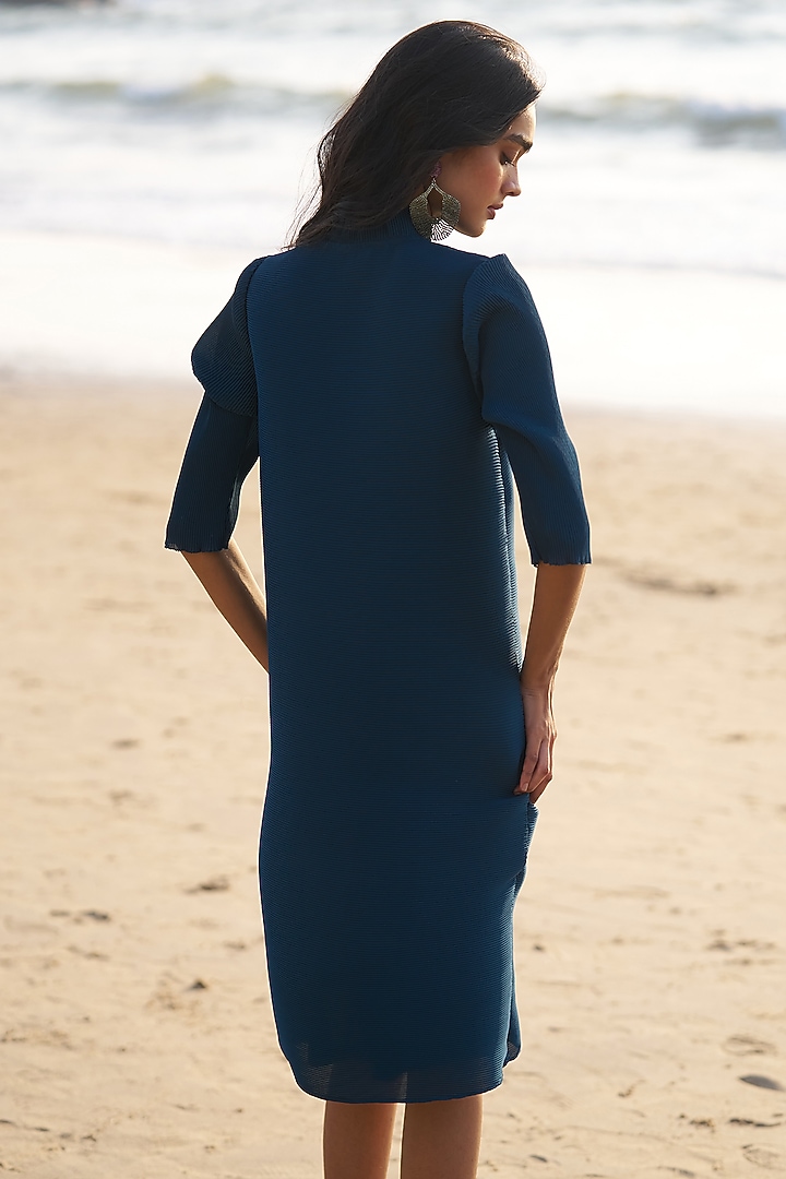 Teal Recycled Polyester Midi Summer Dress by Dash and Dot at Pernia's Pop Up Shop