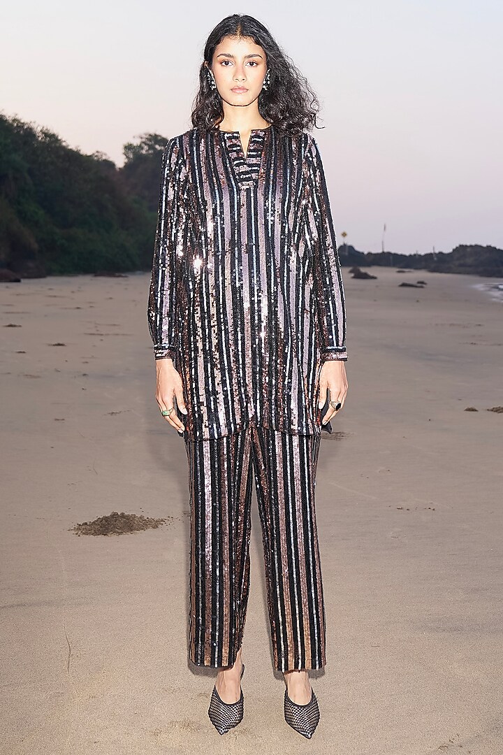 Multi-Colored Recycled Polyester Embroidered Co-Ord Set by Dash and Dot at Pernia's Pop Up Shop