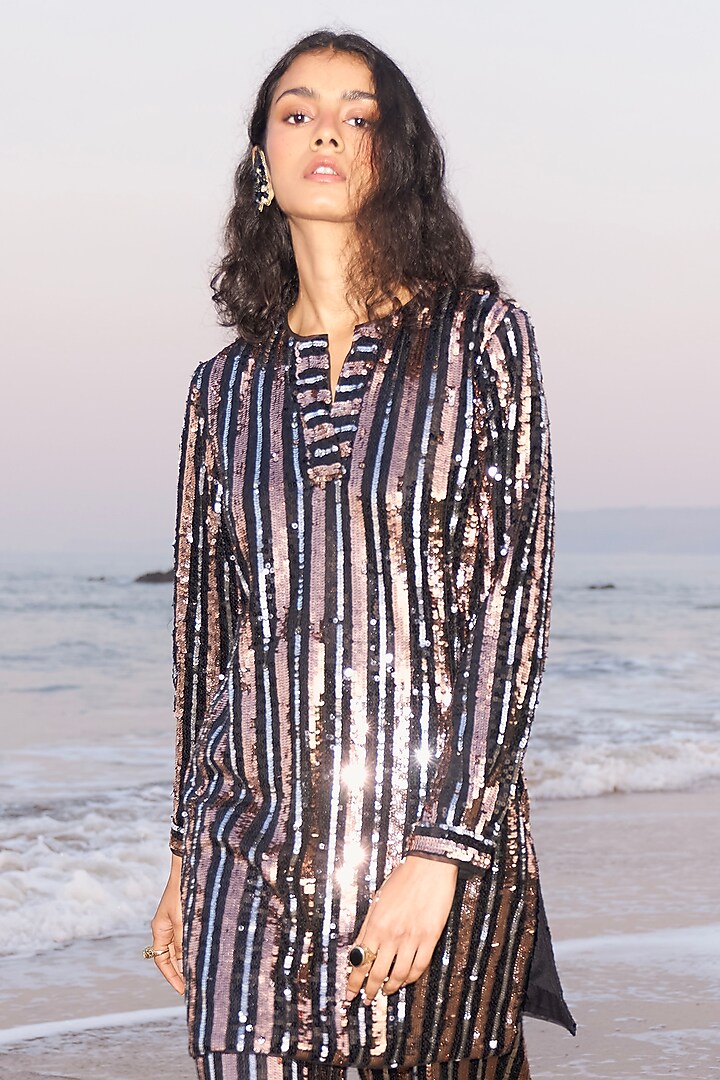 Multi-Colored Recycled Polyester Embroidered Co-Ord Set by Dash and Dot at Pernia's Pop Up Shop