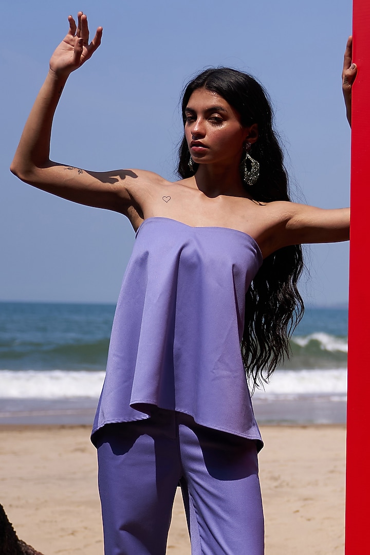 Lavender Suiting Fabric Pant Set by Dash and Dot at Pernia's Pop Up Shop