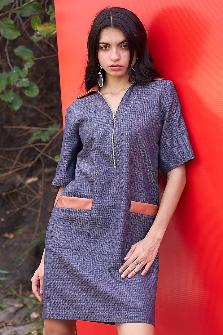 Indigo Cotton & Jacquard Mini Summer Dress by Dash and Dot at Pernia's Pop Up Shop