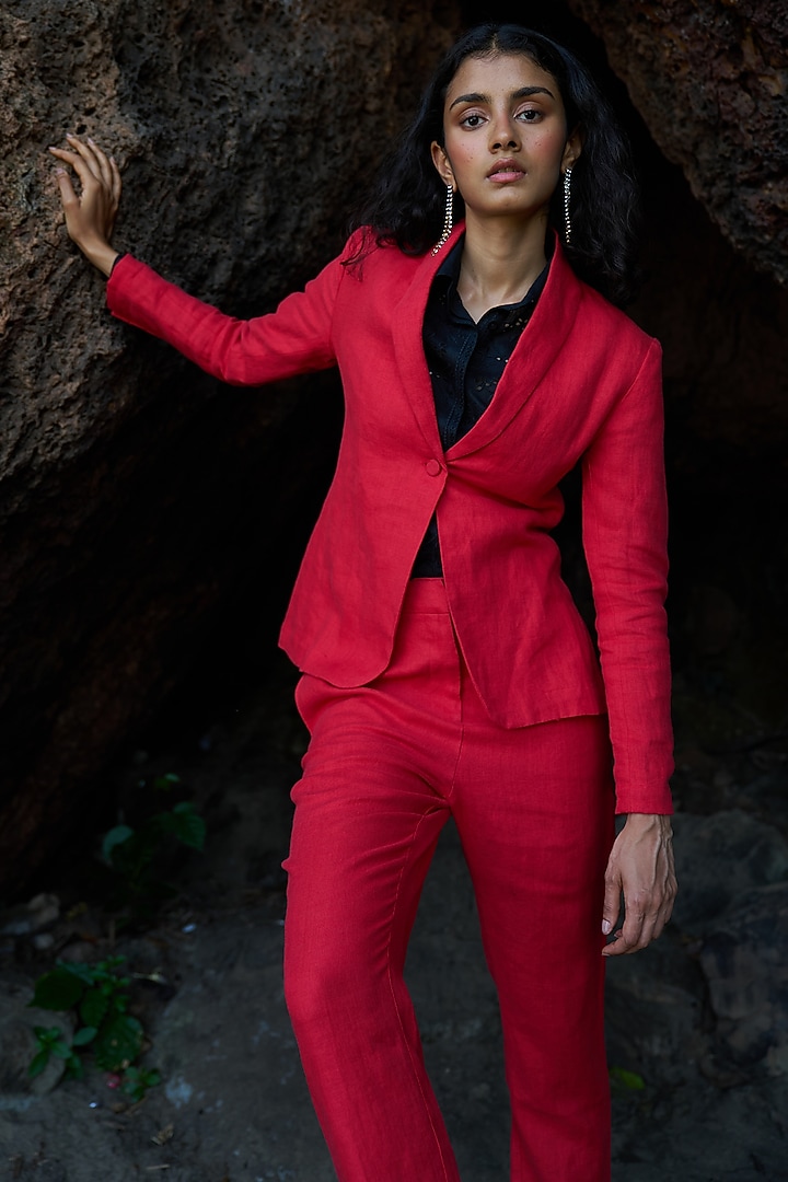 Red Linen Blazer Set by Dash and Dot at Pernia's Pop Up Shop