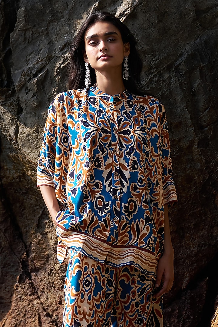 Multi-Colored Organic Viscose Floral Printed Co-Ord Set by Dash and Dot at Pernia's Pop Up Shop