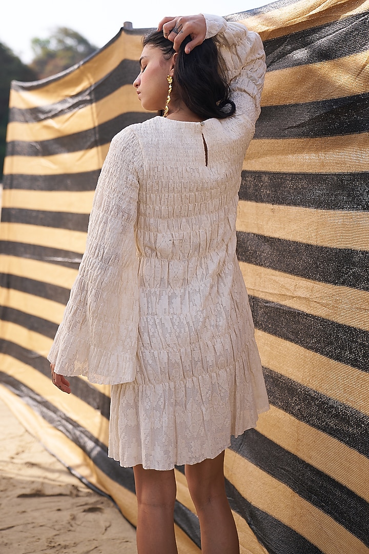 Off-White Cotton Smocked Mini Summer Dress by Dash and Dot at Pernia's Pop Up Shop