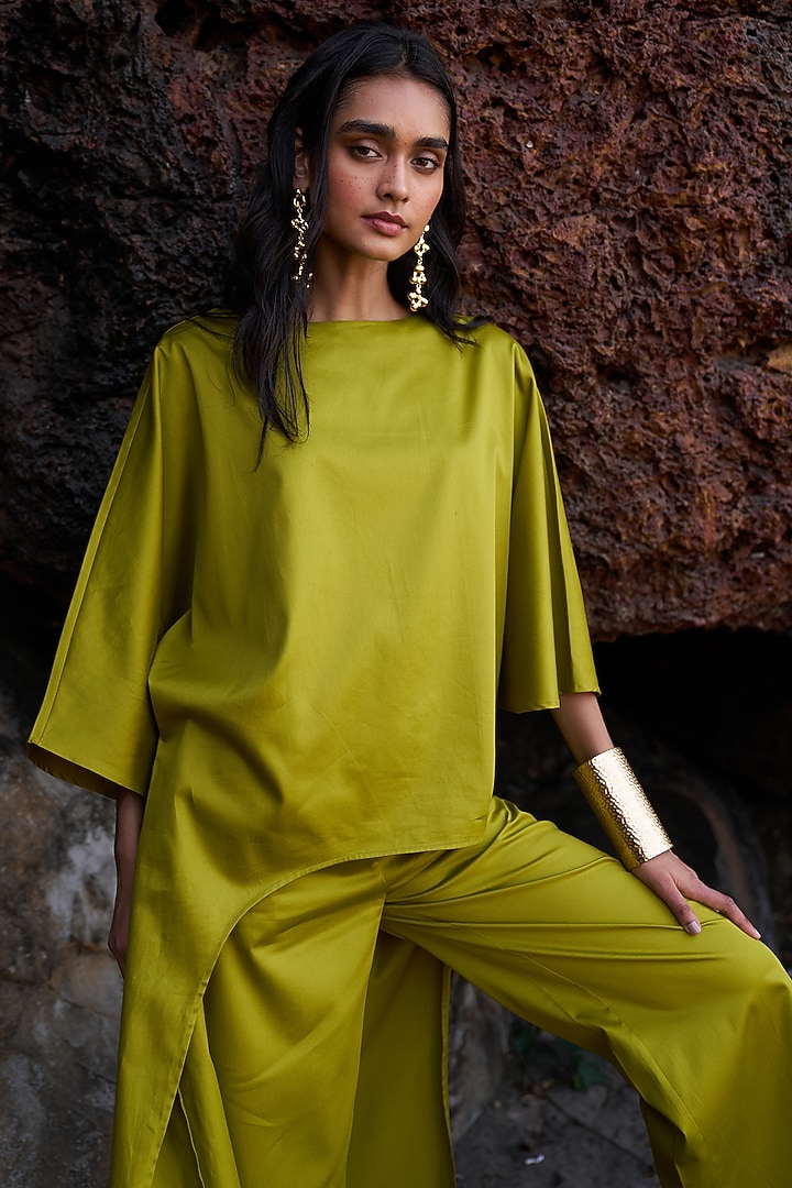 Olive Green Organic Cotton Co-Ord Set by Dash and Dot at Pernia's Pop Up Shop