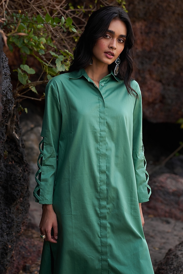 shirt dress green Oversize Shirt Dress Margo Forest Green