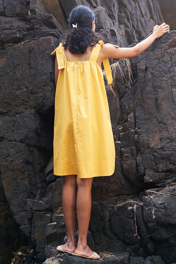 Sunflower Yellow Organic Cotton Mini Flared Summer Dress by Dash and Dot at Pernia's Pop Up Shop