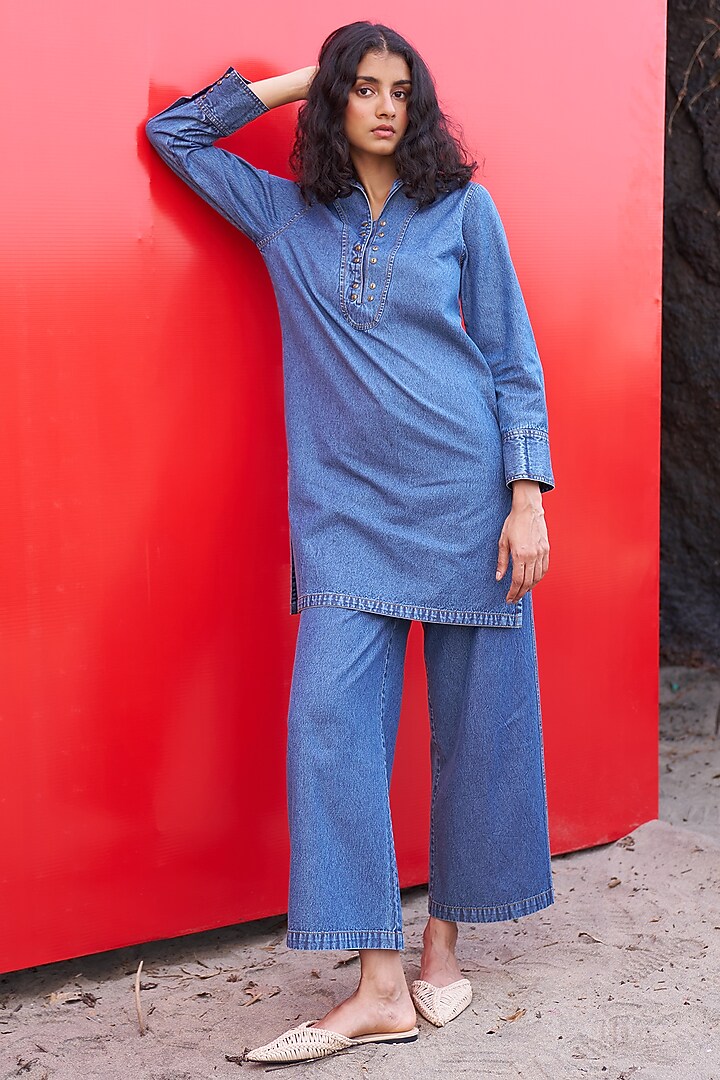 Indigo Washed Denim Co-Ord Set by Dash and Dot at Pernia's Pop Up Shop