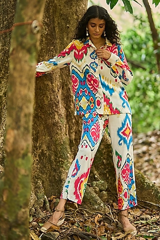 Multi-Colored Viscose Ikat Printed Shirt by Dash and Dot