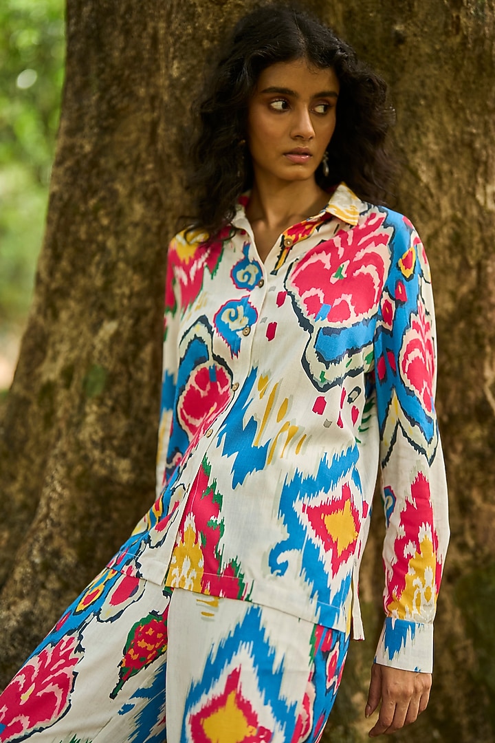 Multi-Colored Viscose Ikat Printed Shirt by Dash and Dot at Pernia's Pop Up Shop