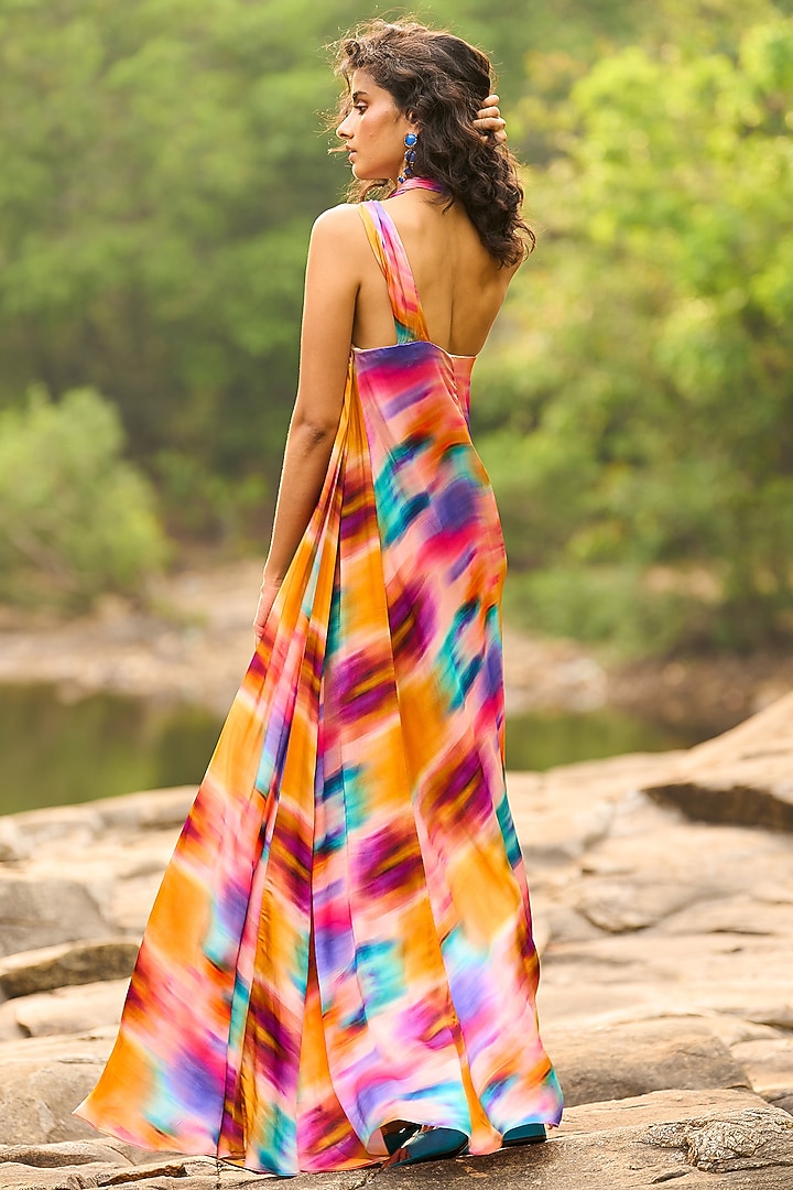 Multi-Colored Viscose Hand Painted Maxi Summer Dress by Dash and Dot at Pernia's Pop Up Shop