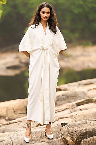 Ivory Recycled Polyester Kaftan Dress by Dash and Dot