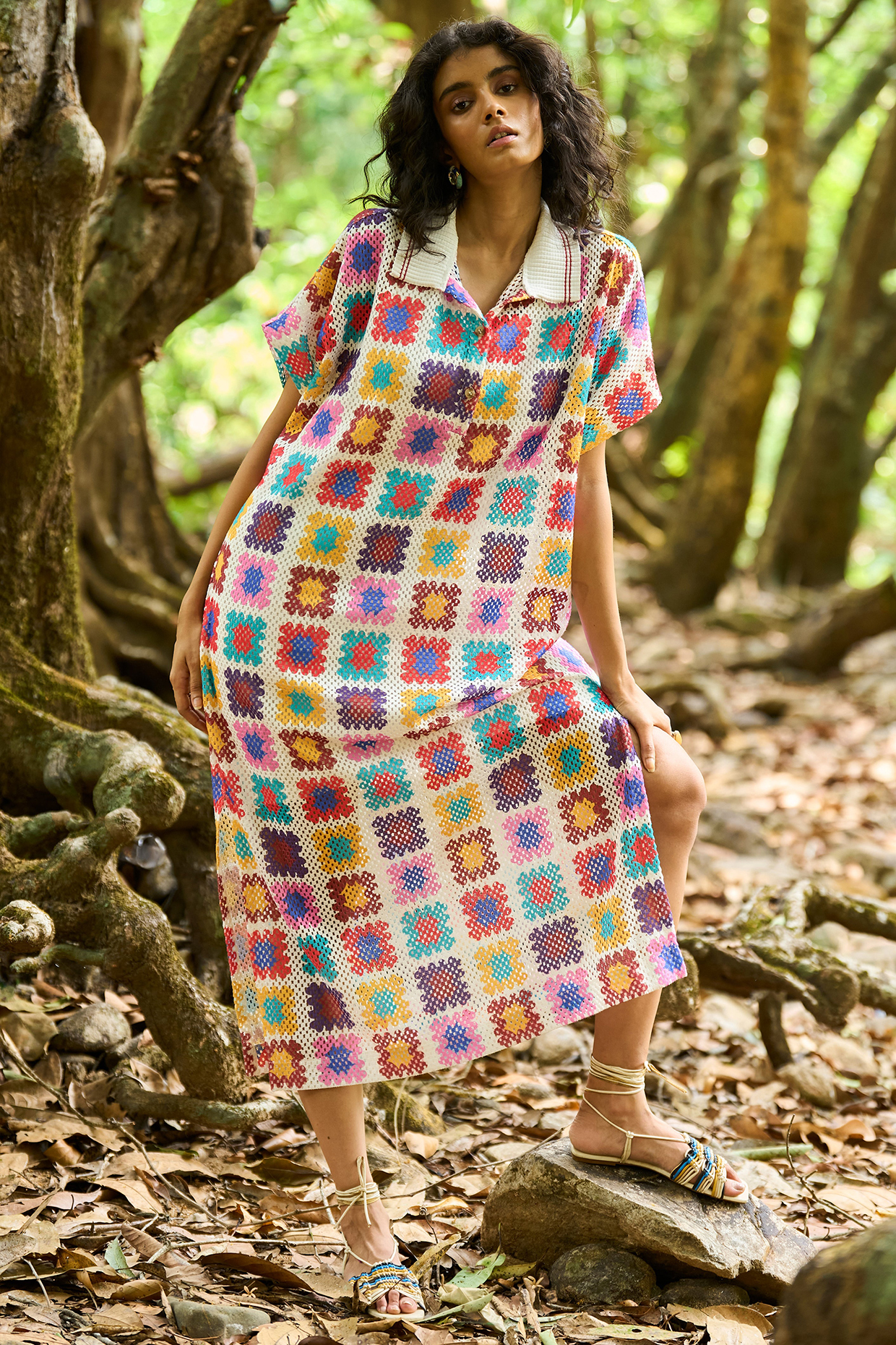 Multi-Colored Viscose Printed Summer Shirt Dress by Dash and Dot at Pernia's Pop Up Shop