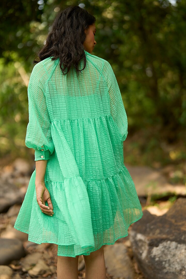 Multi-Colored Tencel & Nylon Printed Tiered Summer Dress by Dash and Dot at Pernia's Pop Up Shop