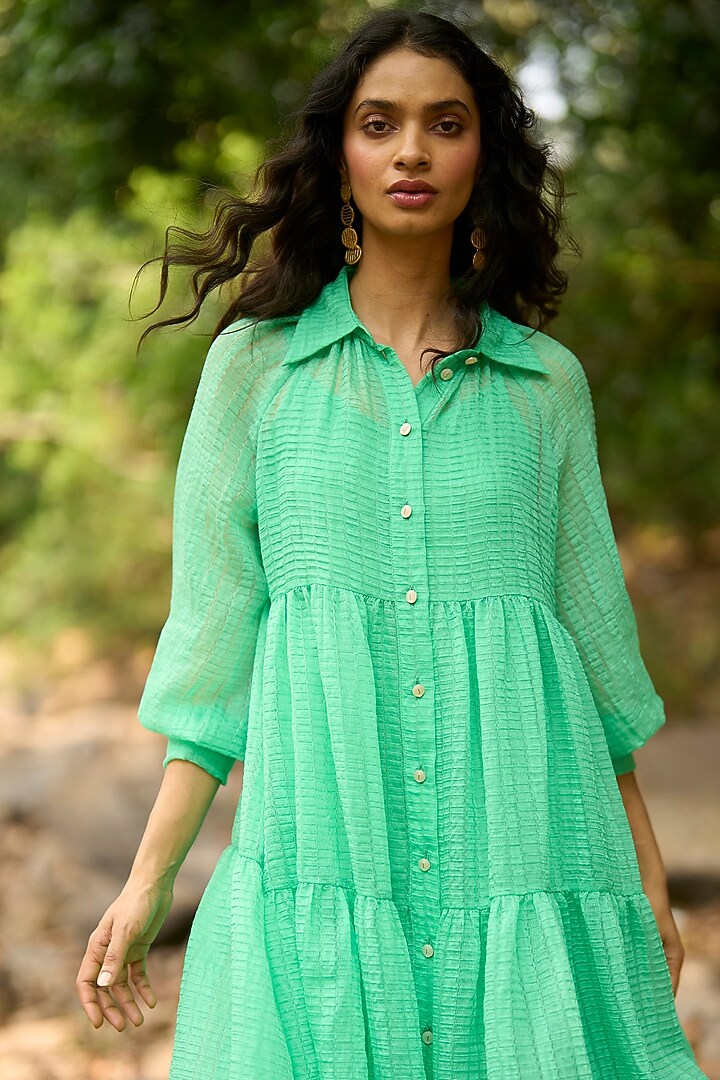Multi-Colored Tencel & Nylon Printed Tiered Summer Dress by Dash and Dot at Pernia's Pop Up Shop