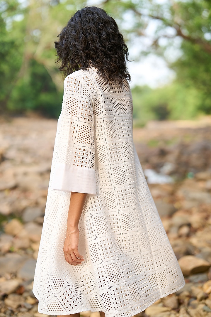 White Nylon & Organic Cotton A-Line Summer Dress by Dash and Dot at Pernia's Pop Up Shop