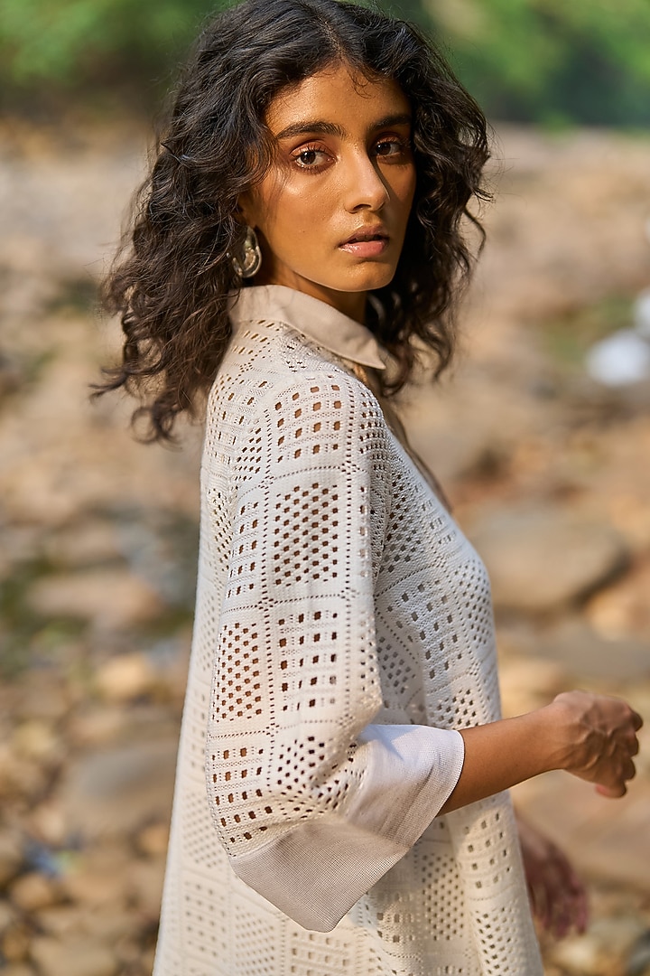 White Nylon & Organic Cotton A-Line Summer Dress by Dash and Dot at Pernia's Pop Up Shop